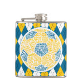 Football Voetbal Calligram Typografie Kolf Heupfles (Voorkant)