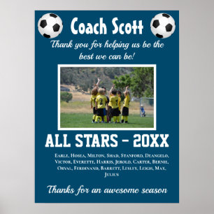 Football Voetbal coach cadeau met teamfoto Poster