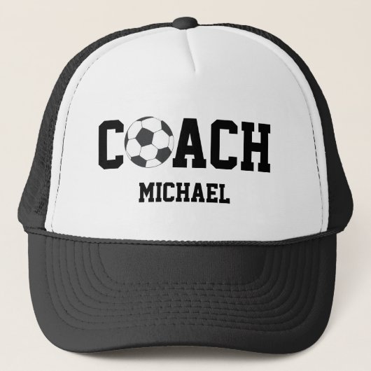 football / voetbal coach gepersonaliseerd trucker pet (Voorkant)