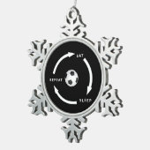 Football Voetbal Eat Sleep Slaap Herhaal Sportpoor Tin Sneeuwvlok Ornament (Rechts)