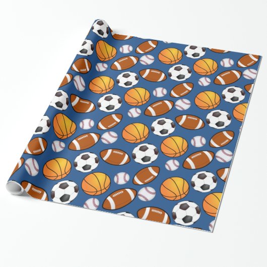 Football voetbal honkbal basketbal cadeaupapier (Uitgerold)