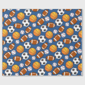 Football voetbal honkbal basketbal cadeaupapier (Vlak)