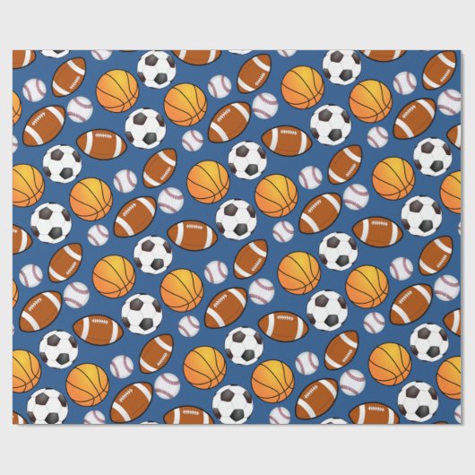 Football voetbal honkbal basketbal cadeaupapier (Vlak)