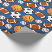 Football voetbal honkbal basketbal cadeaupapier (Hoek)