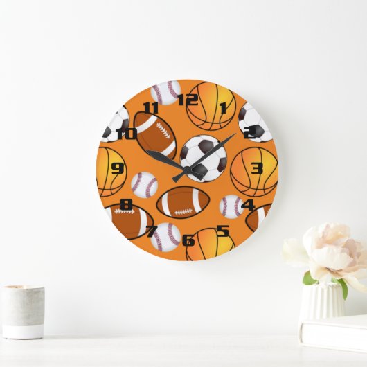 Football voetbal honkbal basketbal grote klok (Huis)