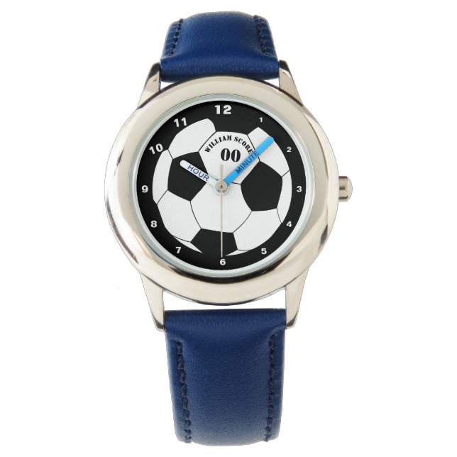 Football & Voetbal Horloge met Naam & Nummer (Voorkant)