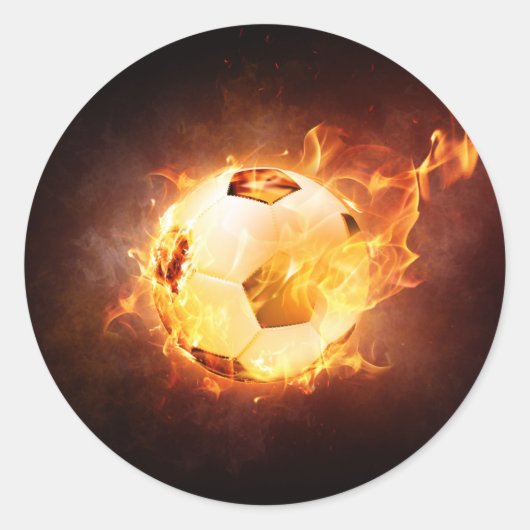 Football Voetbal in brand Ronde Sticker (Voorkant)