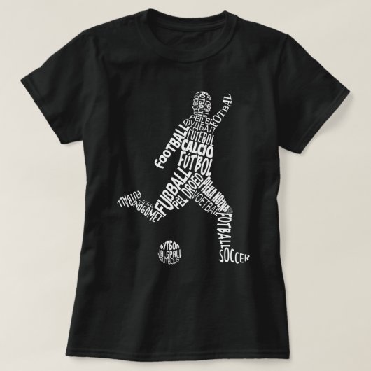 Football voetbal in verschillende talen t-shirt (Design voorkant)