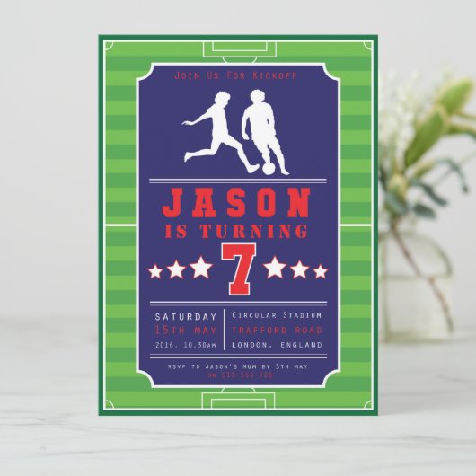 Football - Voetbal - Jongens - Verjaardag - Uitnod Kaart (Staand voorkant)