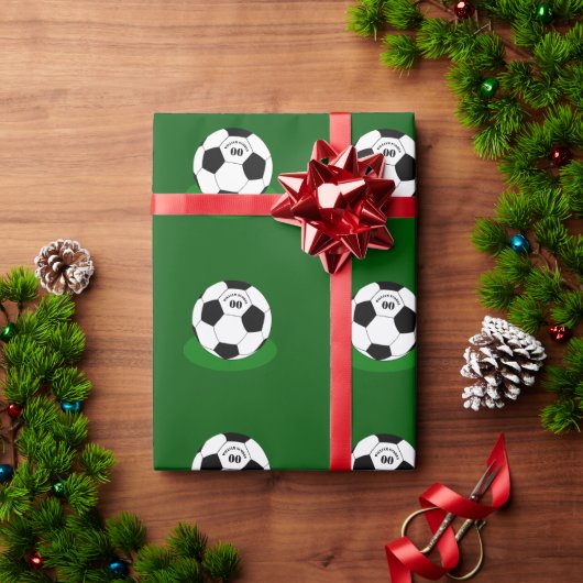 Football, Voetbal met naam en nummer Cadeaupapier (Feestdagen Geschenken)