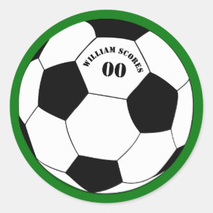 Football, Voetbal met naam en nummer Ronde Sticker