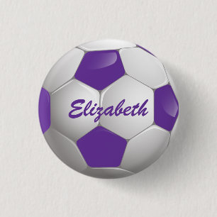 Football Voetbal Paars en wit Ronde Button 3,2 Cm
