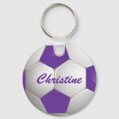  Football Voetbal Paars en wit Sleutelhanger (Voorkant)