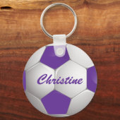  Football Voetbal Paars en wit Sleutelhanger (Achterkant)