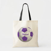  Football Voetbal Paars en wit Tote Bag (Voorkant)