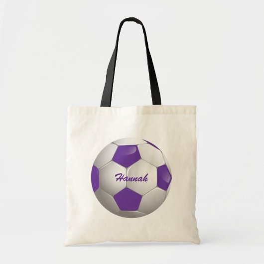  Football Voetbal Paars en wit Tote Bag (Voorkant)