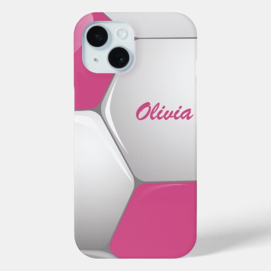 Football Voetbal Roze en Wit Case-Mate iPhone Case (Achterkant)