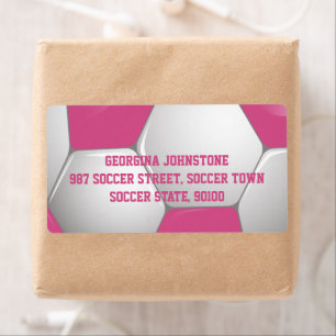  Football Voetbal Roze en Wit Etiket