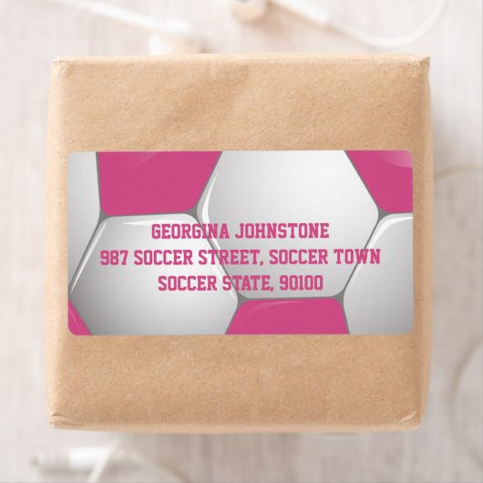 Football Voetbal Roze en Wit Etiket (Insitu)