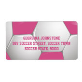 Football Voetbal Roze en Wit Etiket (Voorkant)