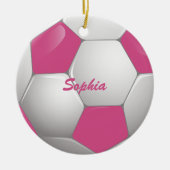 Football Voetbal Roze en Wit Keramisch Ornament (Voorkant)