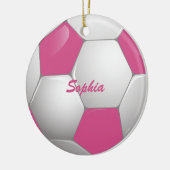  Football Voetbal Roze en Wit Keramisch Ornament (Links)