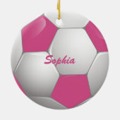  Football Voetbal Roze en Wit Keramisch Ornament (Achterkant)