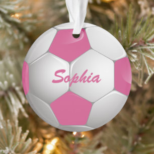  Football Voetbal Roze en Wit Ornament