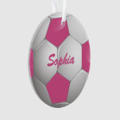  Football Voetbal Roze en Wit Ornament (voorkant)