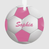  Football Voetbal Roze en Wit Ornament (achterkant)