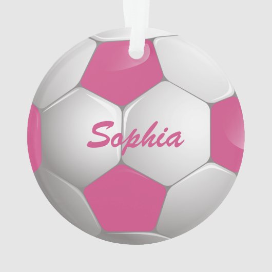  Football Voetbal Roze en Wit Ornament (achterkant)