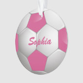 Football Voetbal Roze en Wit Ornament (voorkant)