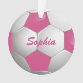  Football Voetbal Roze en Wit Ornament (voorkant)