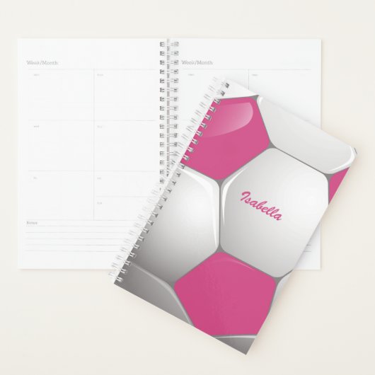  Football Voetbal Roze en Wit Planner (Display)