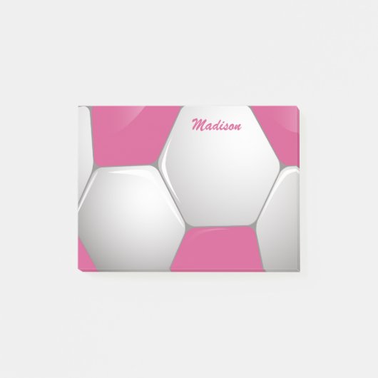 Football Voetbal Roze en Wit Post-it® Notes (Voorkant)