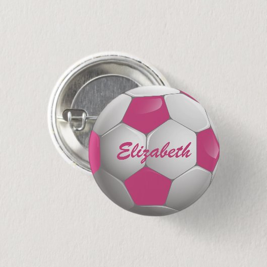  Football Voetbal Roze en Wit Ronde Button 3,2 Cm (Voorkant /achterkant)