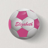  Football Voetbal Roze en Wit Ronde Button 3,2 Cm (Voorkant)