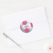  Football Voetbal Roze en Wit Ronde Sticker (Envelop)