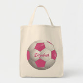  Football Voetbal Roze en Wit Tote Bag (Voorkant)