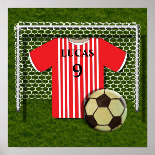 Football Voetbal Shirt Rood gepersonaliseerd Poste Poster