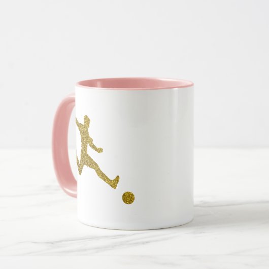 Football Voetbal Shooter | Cool Gold Glitter Look Mok (Voorkant links)