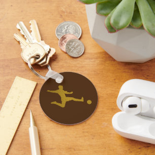 Football Voetbal Shooter Cool Golden Leather Loo Sleutelhanger