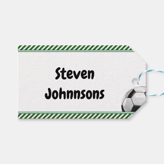 Football voetbalspel kinderen jarig cadeaulabel (Voorkant (Horizontaal))