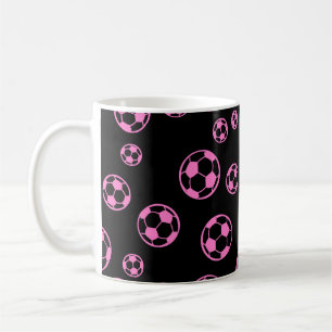 Football-/voetgangerkleuren vallen in roze patrone koffiemok