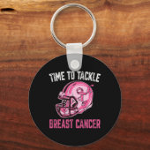 Football voor borstkanker Helmet roze lint A Sleutelhanger (Voorkant)