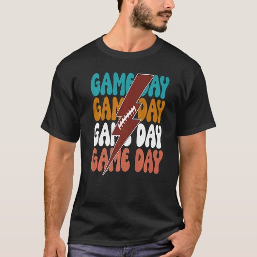 Football voor gamedag Lightning Bolt Groovy Team S T-shirt (Voorkant)