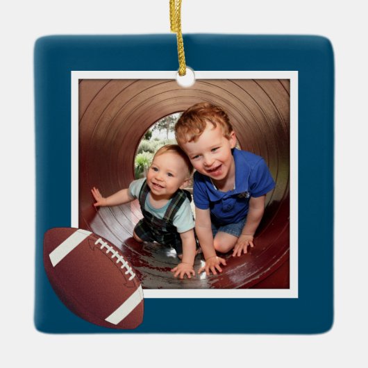 Football voor jongens Keramisch Ornament met foto' (Voorkant)