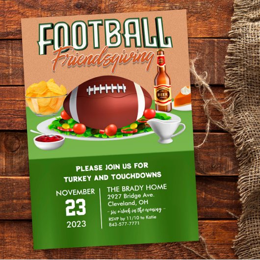 Football Vriendsgiving Dinner Invitation Kaart