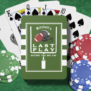 Football vrijgezellenfeest laatste spel voor grote pokerkaarten