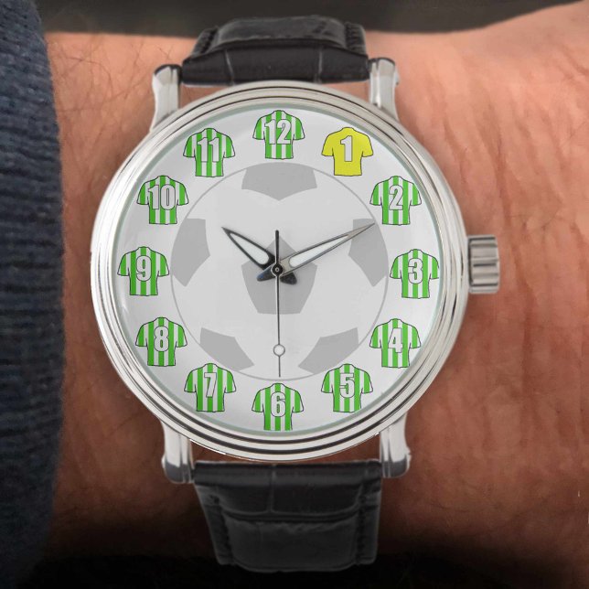 Football Watch - met Groene Striped Shirten Horloge (Creator heeft geüpload)